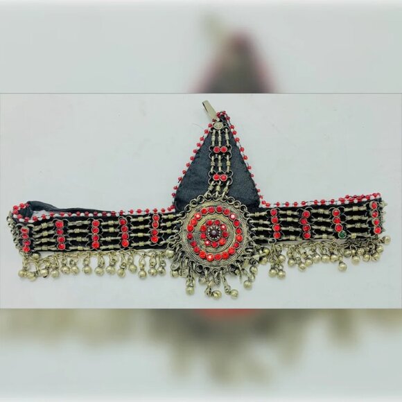 Tribal Red Matha Patti, Traditional Headpiece For Women, Hair Jewelry - Picture 1 of 11